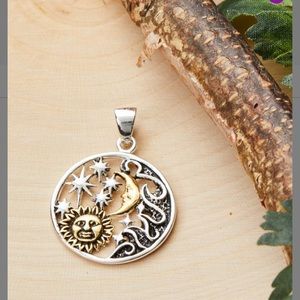 Sun and Moon Sterling Silver Pendant